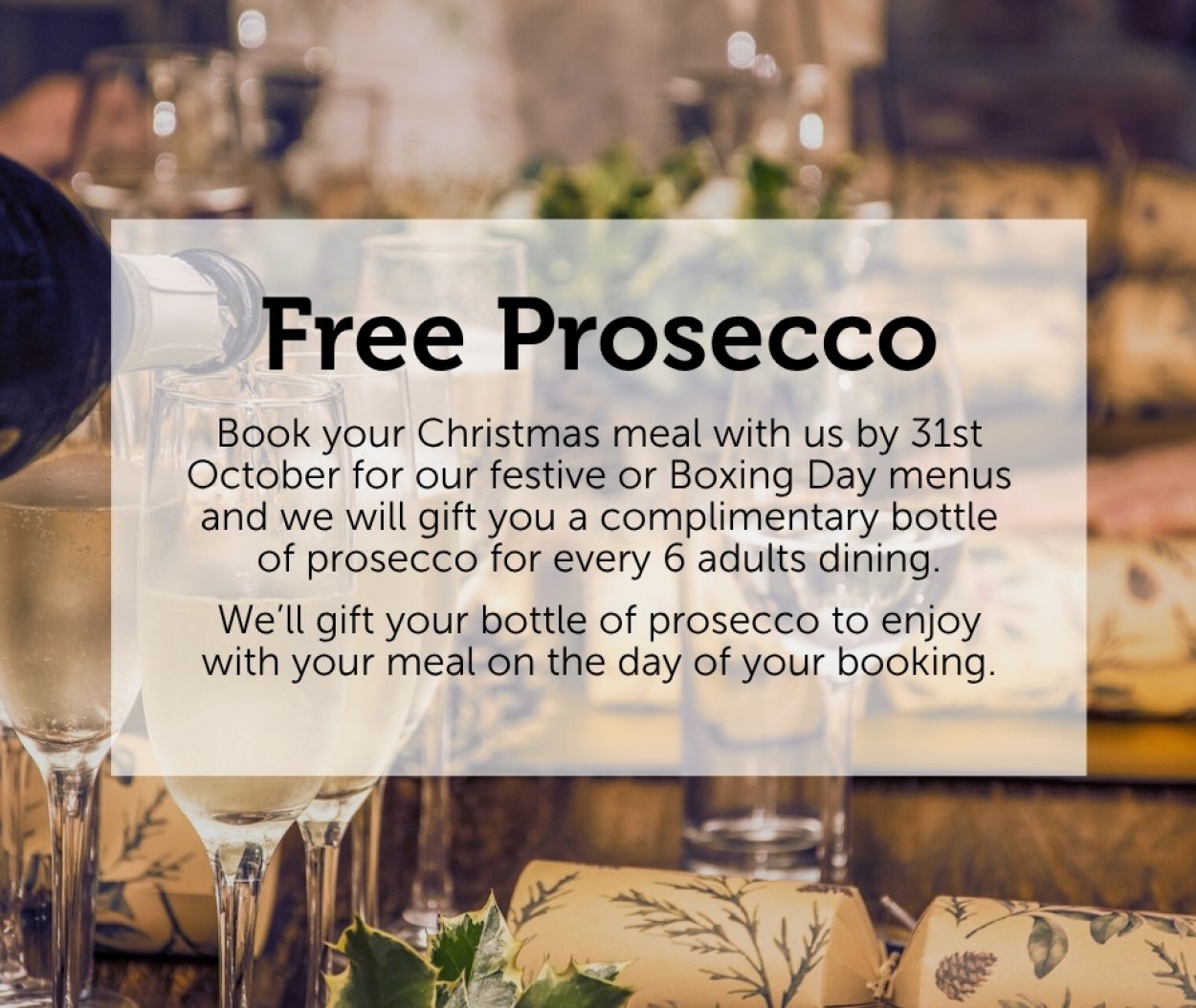 book early free prosecco